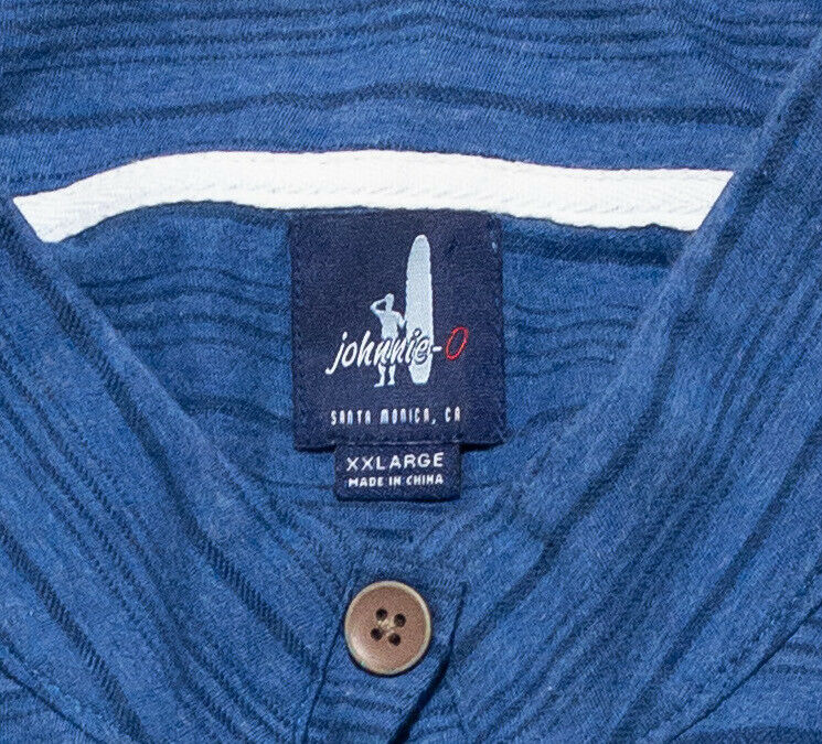 Johnnie-O Men's 2XL Blue Striped Preppy Long Sleeve Polo Shirt