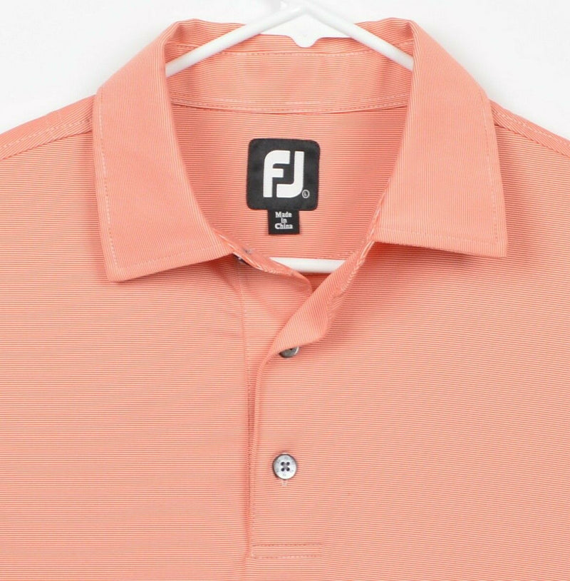 FootJoy Men's Sz Large Orange Micro-Striped FJ Performance Golf Polo Shirt