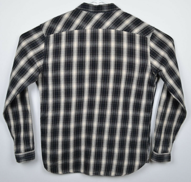 Scotch & Soda Men's 2XL Black Plaid Long Sleeve Button-Front Flannel Shirt