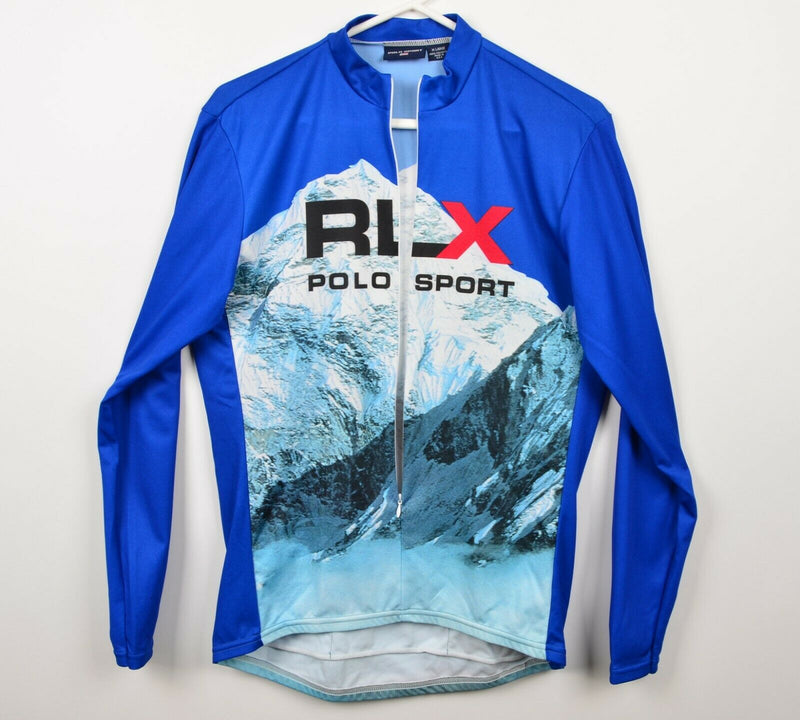 Vtg 90s Polo Sport Men's Sz XL Mountain RLX Ralph Lauren Blue Cycling Jersey