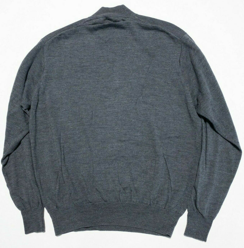 Peter Millar Men's 2XL 100% Merino Wool Gray 1/4 Zip Pullover Golf Sweater