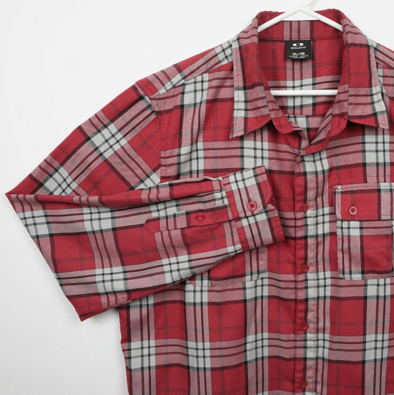 Oakley Men's XL Regular Fit Flannel Red Plaid Button-Front Flannel Shirt