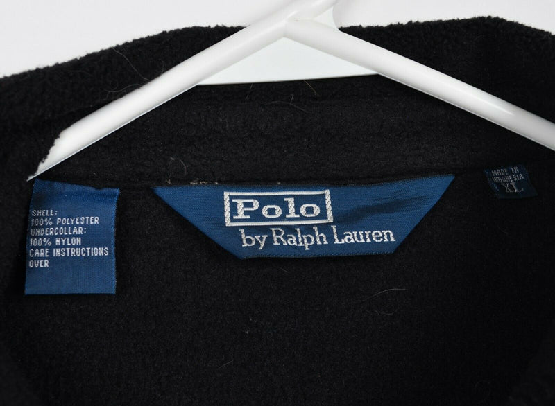 Polo Ralph Lauren Men's XL Fuzzy Fleece Solid Black Polartec Collared Jacket
