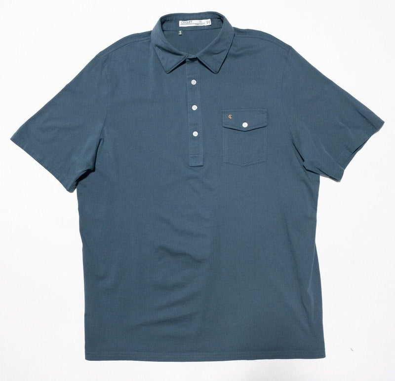 Criquet XL Shirt Men's Polo Short Sleeve Pocket Solid Blue Modern Organic Cotton