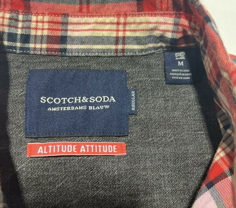 Scotch & Soda Altitude Attitude Flannel Shirt Red Pink Plaid Men's Medium