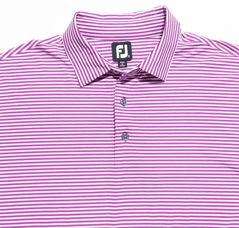 FootJoy Golf Shirt Men's XL Purple White Striped Wicking Performance Polo