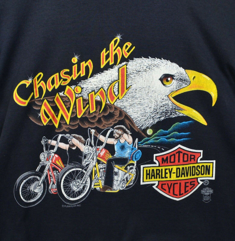 Vintage 80s Harley-Davidson Men's Large Chasin the Wind 3D Eagle Graphic T-Shirt