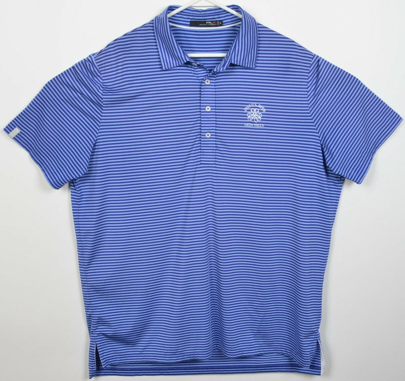 RLX Ralph Lauren Men XL Purple Blue Striped US Open Wicking Golf Polo Shirt