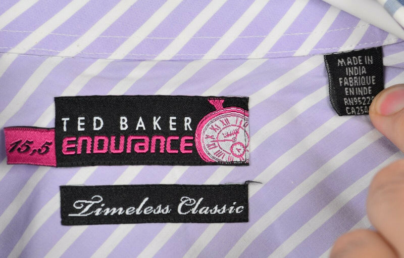 Ted Baker Endurance Men's Sz 15.5 Flip French Cuff Purple Blue Plaid Dress Shirt