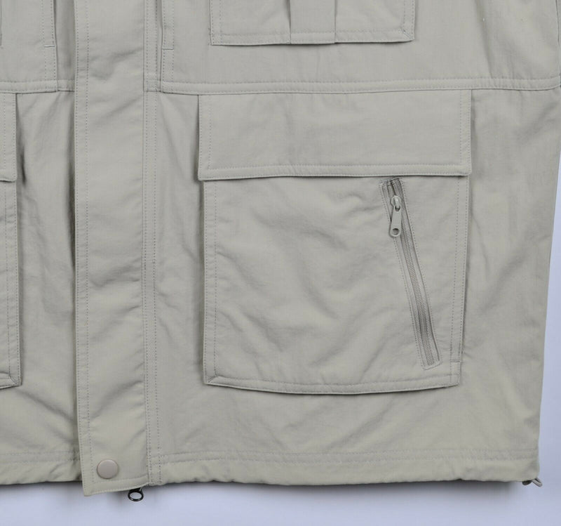 TravelSmith Men's 2XL Safari Multi-Pocket Travel Fishing Full Zip Khaki Vest
