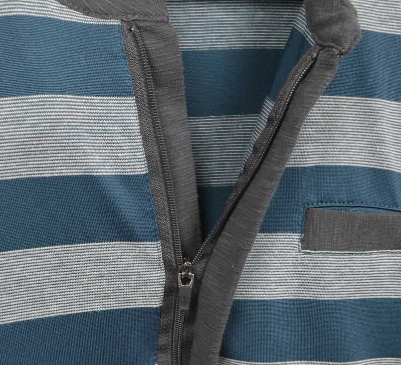 Club Ride Men's Medium 1/4 Zip Blue Gray Striped Cycling Casual Shirt