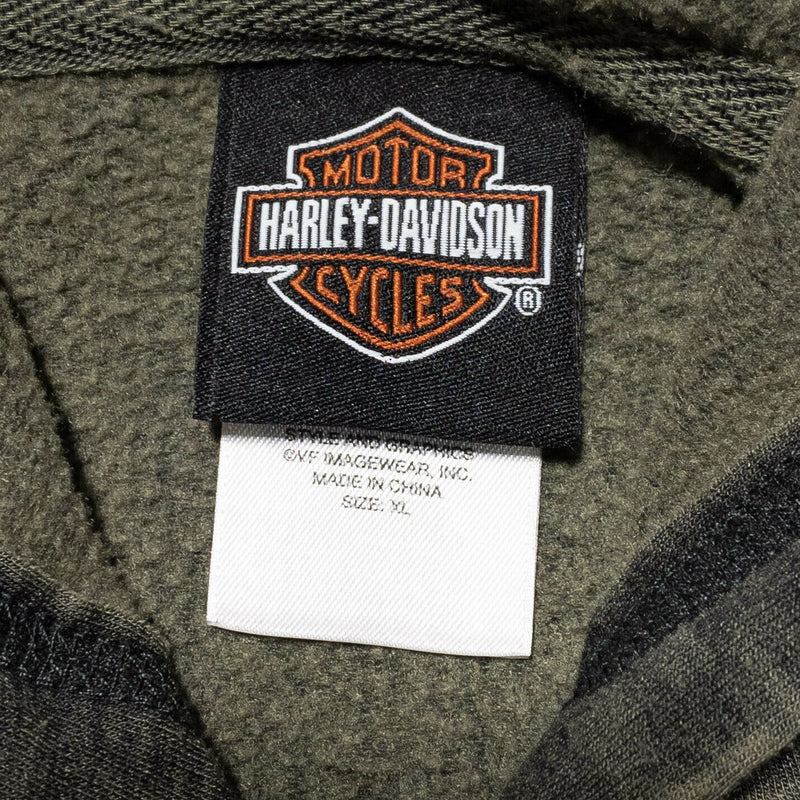 Harley-Davidson HDMC Hoodie Sweatshirt Green Distressed Sturgis Men's XL