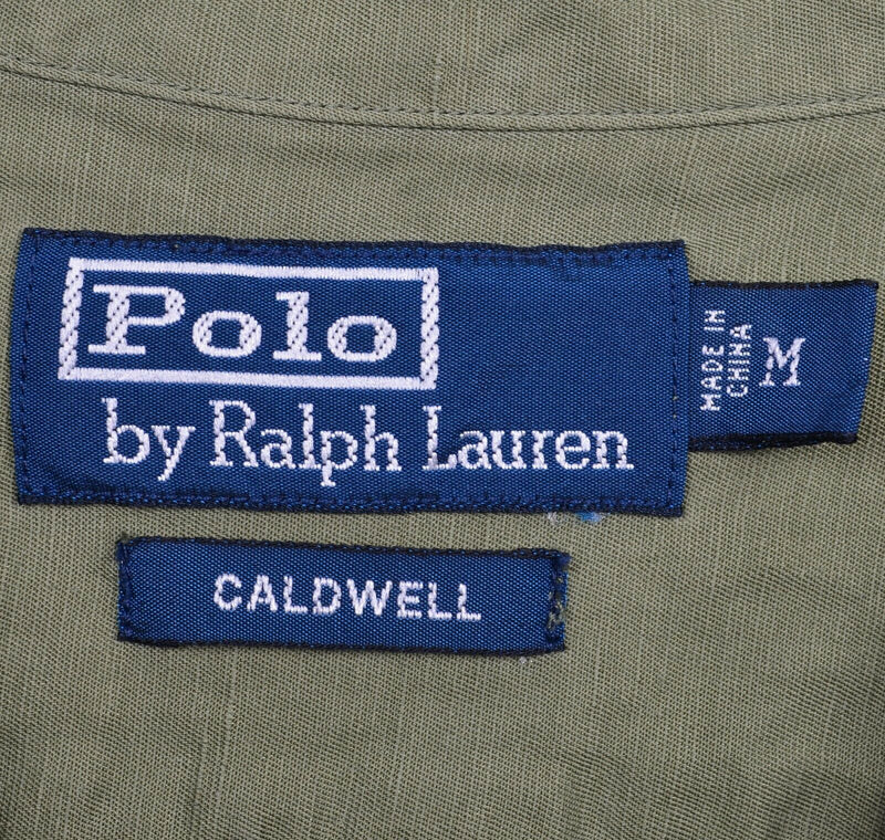 Polo Ralph Lauren Men's Medium Silk Linen Blend Caldwell Olive Green Camp Shirt