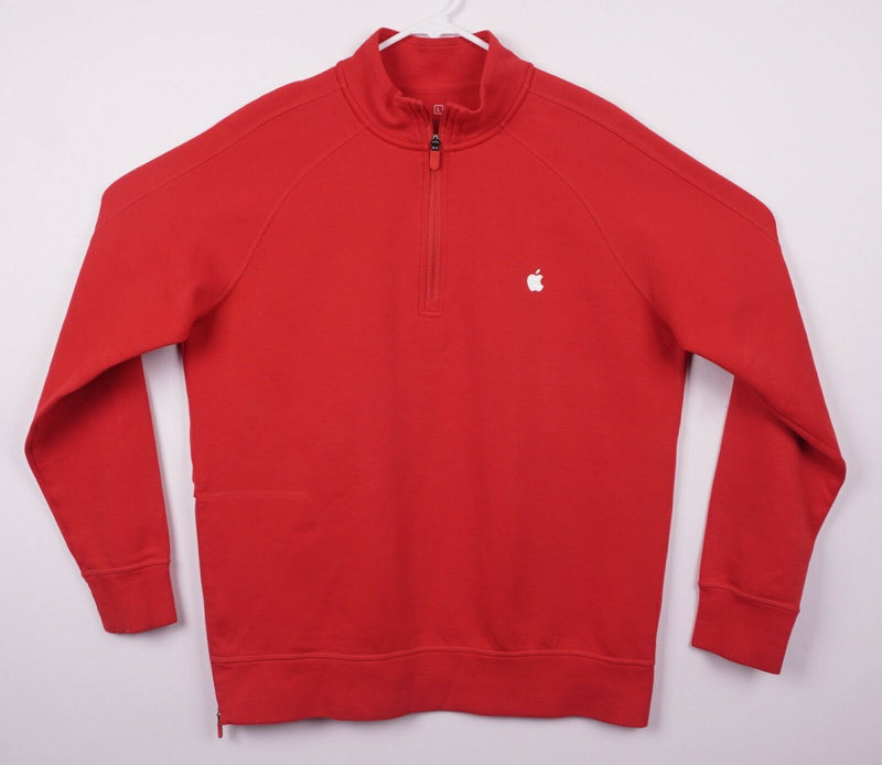 Apple Store Men's Large Employee Uniform Solid Red 1/4 Zip Sweatshirt