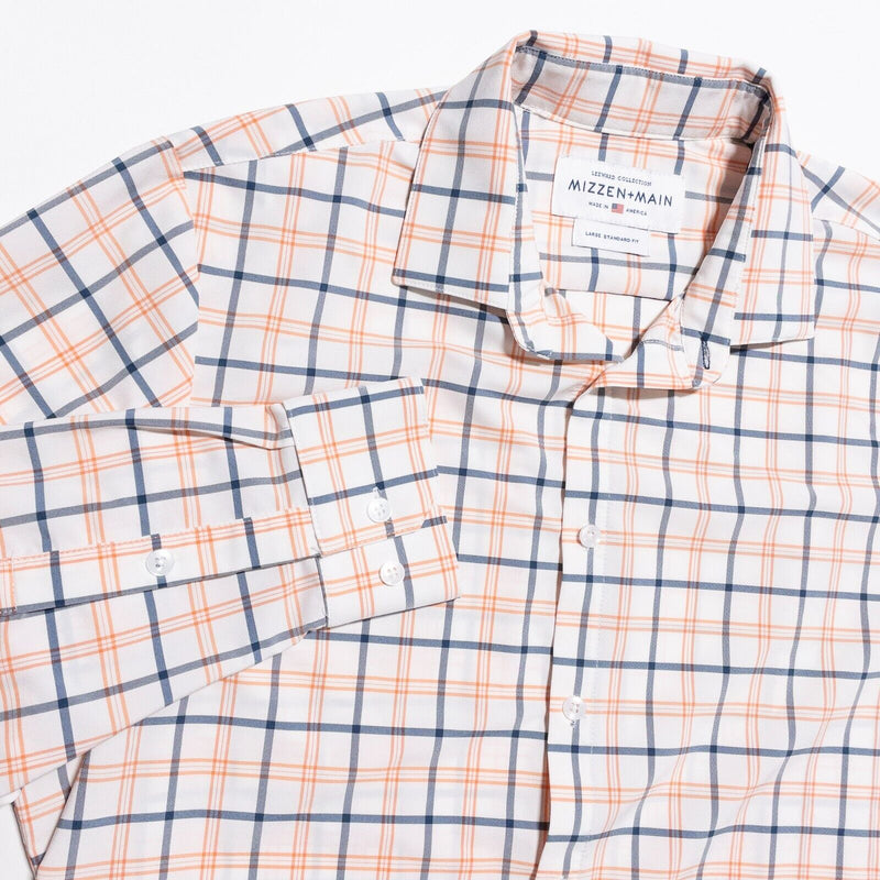 Mizzen+Main Leeward Shirt Men's Large Standard Graph Check Blue Orange Wicking