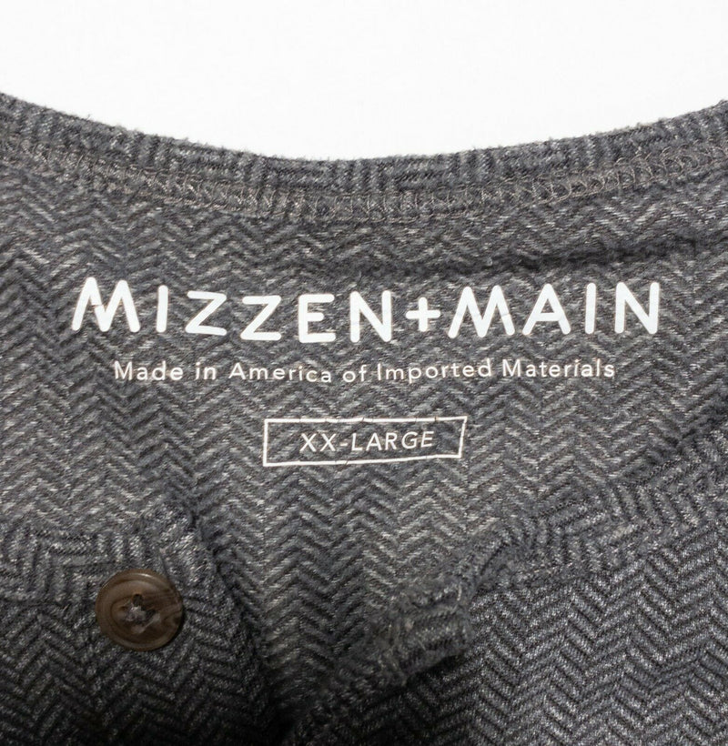 Mizzen+Main Men's 2XL Polyester Blend Gray Chevron Henley 3-Button Shirt