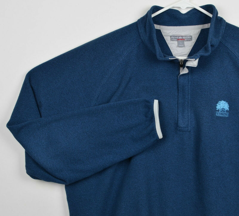 Peter Millar Warmth Men's Large Blue 1/4 Zip Pullover Fleece Golf Jacket Belfair