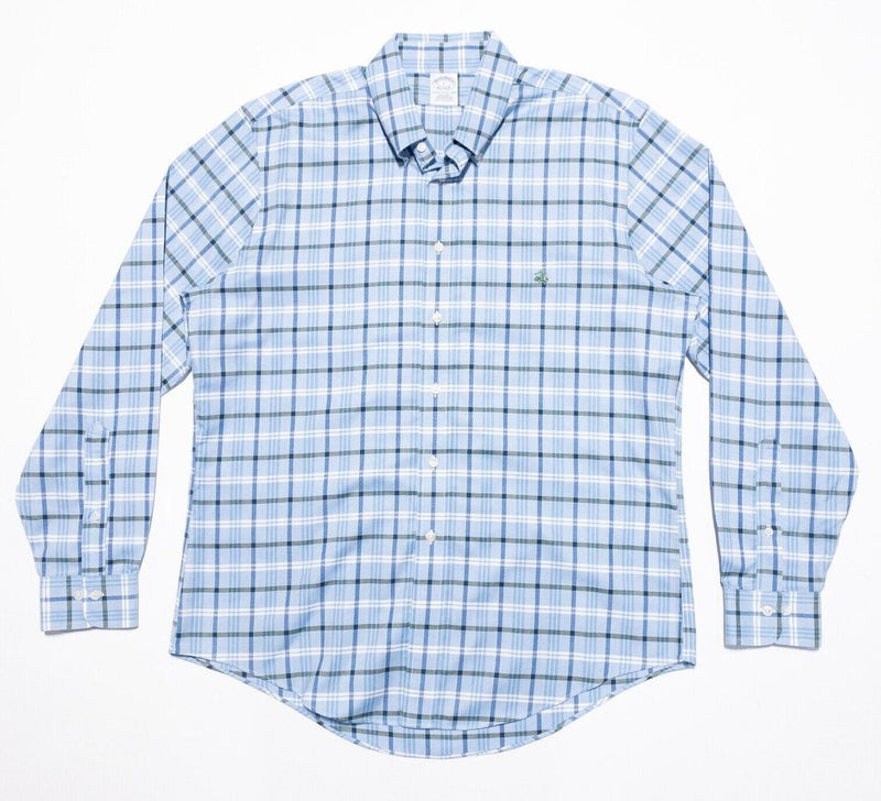 Brooks Brothers Shirt Large Men's Long Sleeve Button-Down Blue Plaid Non-Iron