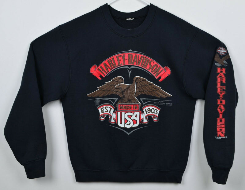 Vintage 90s Harley-Davidson Men's Medium? Eagle Sleeves Made in USA Sweatshirt