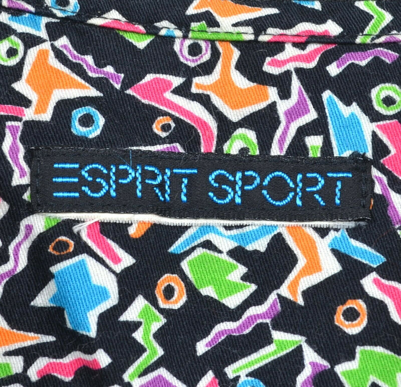 Vtg 90s Espirit Sport Women's Sz Large Memphis Design Neon Geometric Shirt