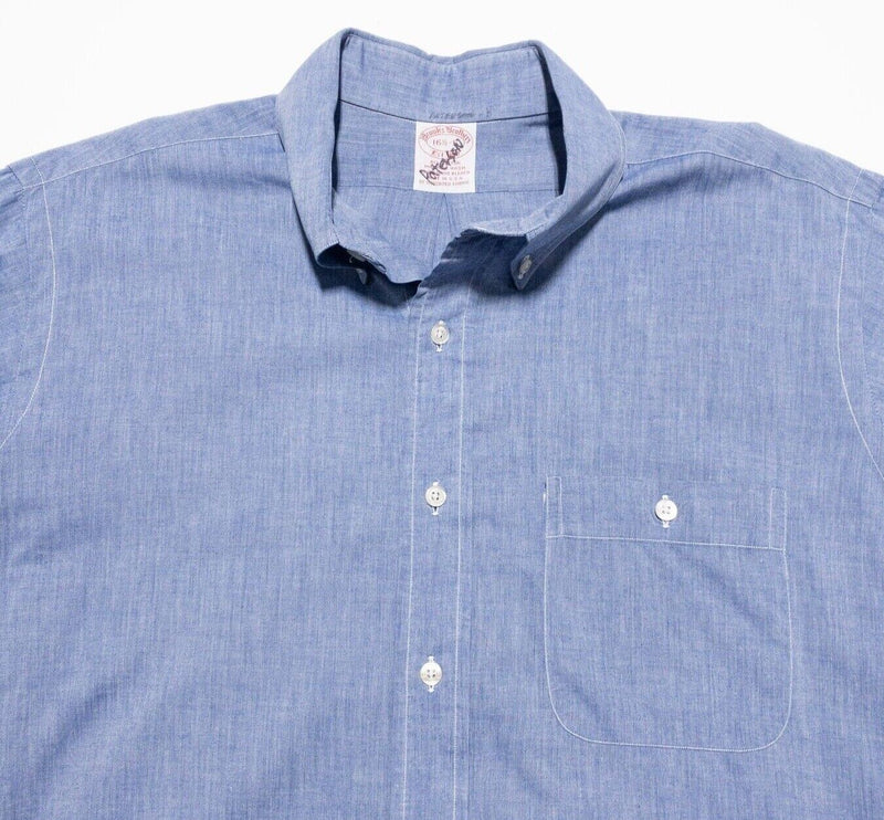 Brooks Brothers 16.5 Button-Down Men's Dress Shirt Blue Classic Long Sleeve