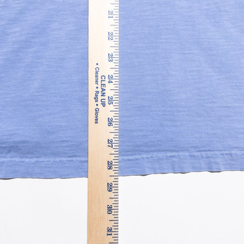 Faherty Polo Shirt Men's XL Solid Light Blue Pocket Short Sleeve Preppy