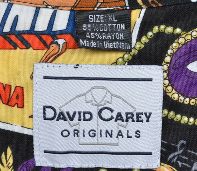 David Carey Men's XL New Orleans Mardi Gras Rayon Hawaiian Bowling Camp Shirt