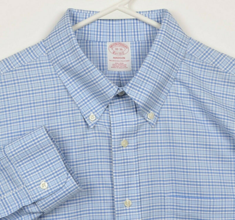 Brooks Brothers Men's 18-36 Non-Iron Blue Striped Madison Button-Down Shirt