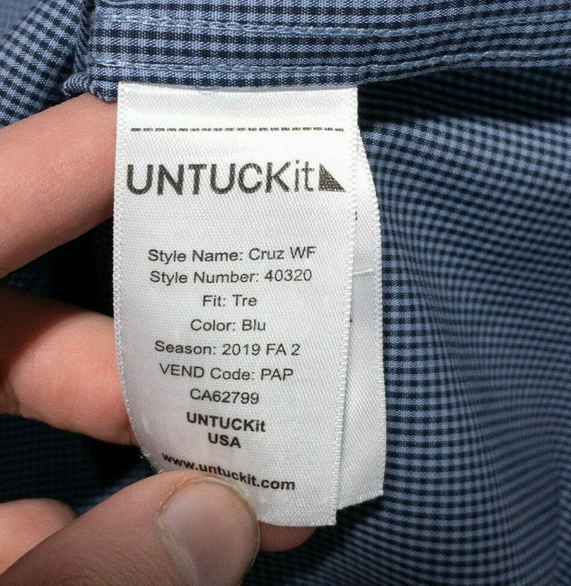 UNTUCKit Wrinkle Free Cruz Shirt Blue Micro-Check Men's LT (Large Tall)