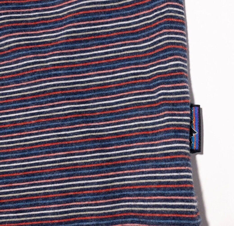 Patagonia Daily Polo Large Men's Red Blue Striped Short Sleeve Casual
