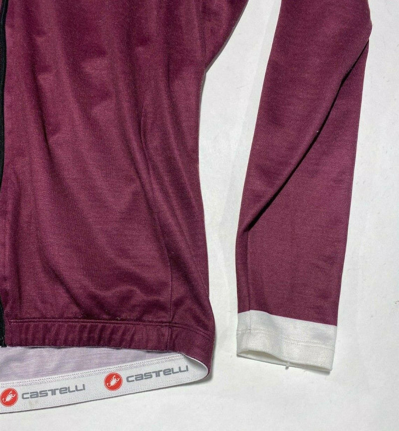 Castelli Wool Blend Cycling Jersey Full Zip Long Sleeve Maroon Red Blue Scorpion