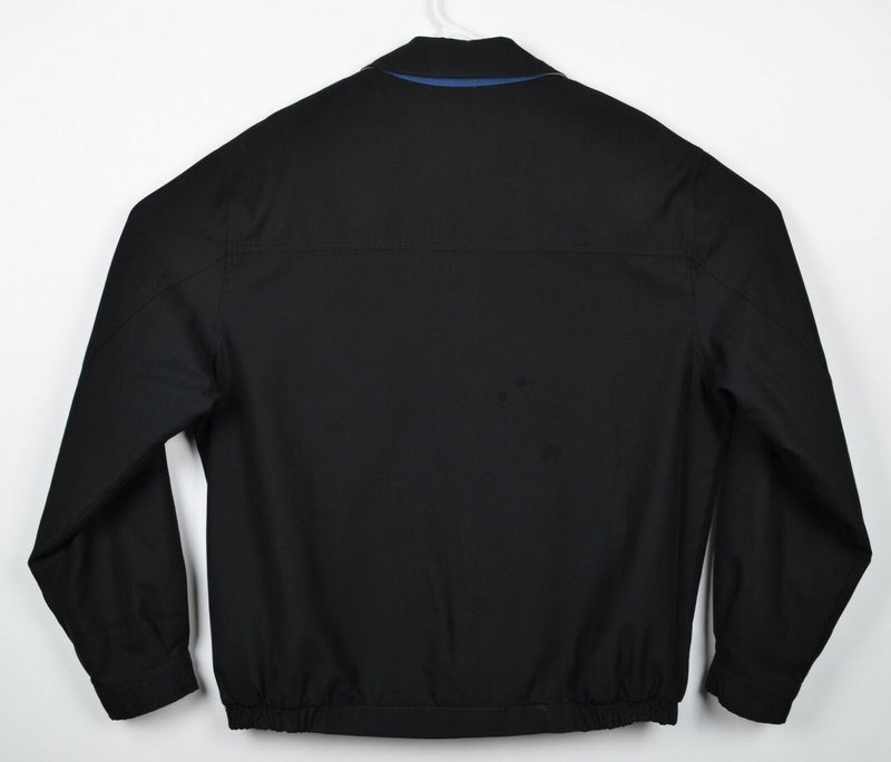 Peter Millar Men's XL Solid Black Full Zip Lined Collared Bomber Jacket
