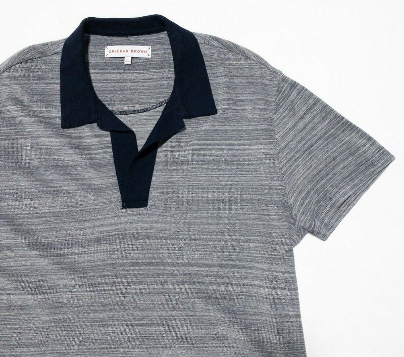 Orlebar Brown Polo Shirt Men's Large Short Sleeve Designer Navy Blue Gray