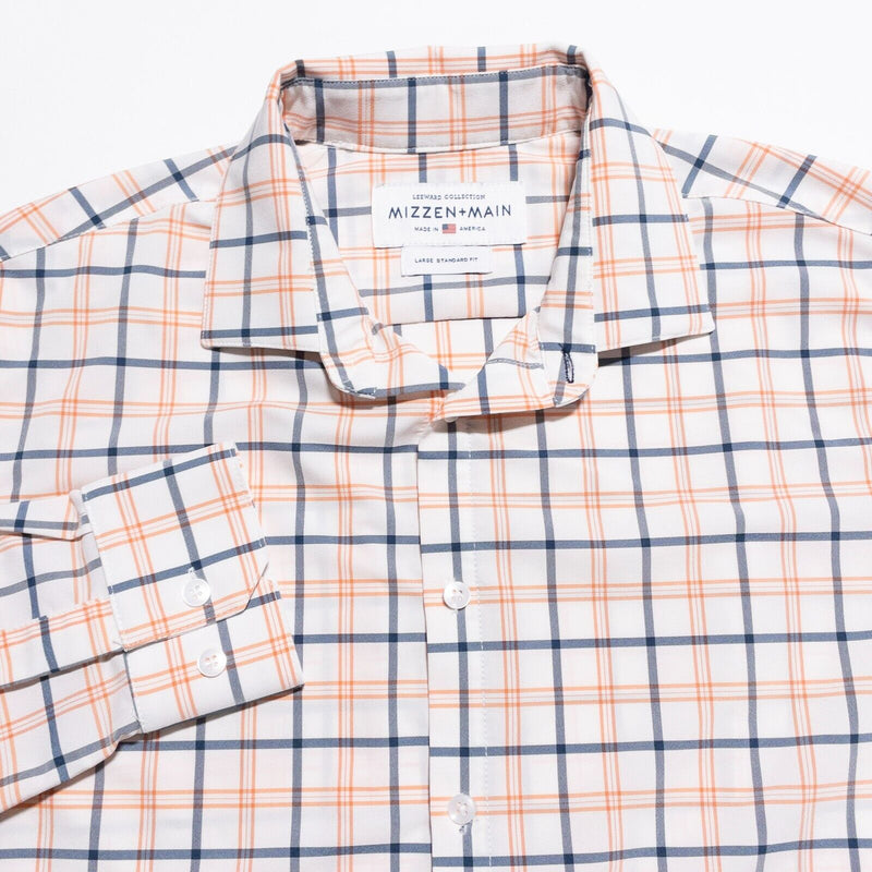 Mizzen+Main Leeward Shirt Men's Large Standard Graph Check Blue Orange Wicking