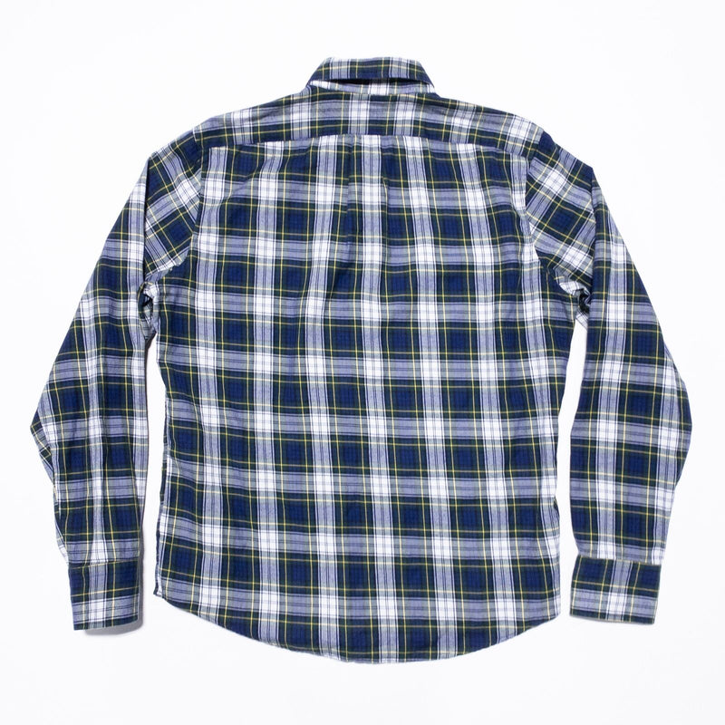 Thomas Mason J. Crew Shirt Men's Medium Slim Button-Down Blue Green Plaid