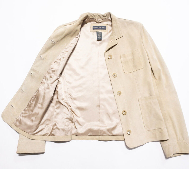 Banana Republic Suede Leather Jacket Women's Medium Beige Tan Button-Up Collared