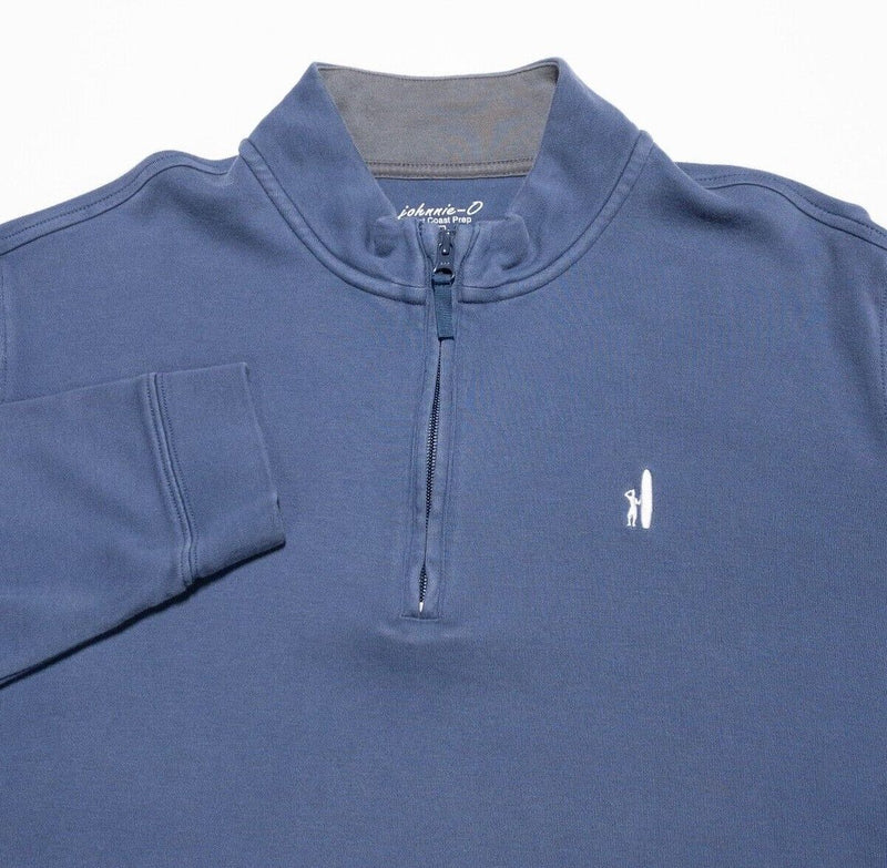 Johnnie-O Sweater Men's XL 1/4 Zip Sweatshirt Blue Surfer Logo Long Sleeve