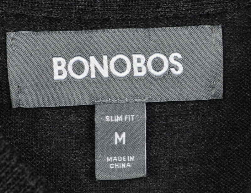 Bonobos Men's Sz Medium Slim Fit Merino Wool Heather Black 1/4 Zip Sweater