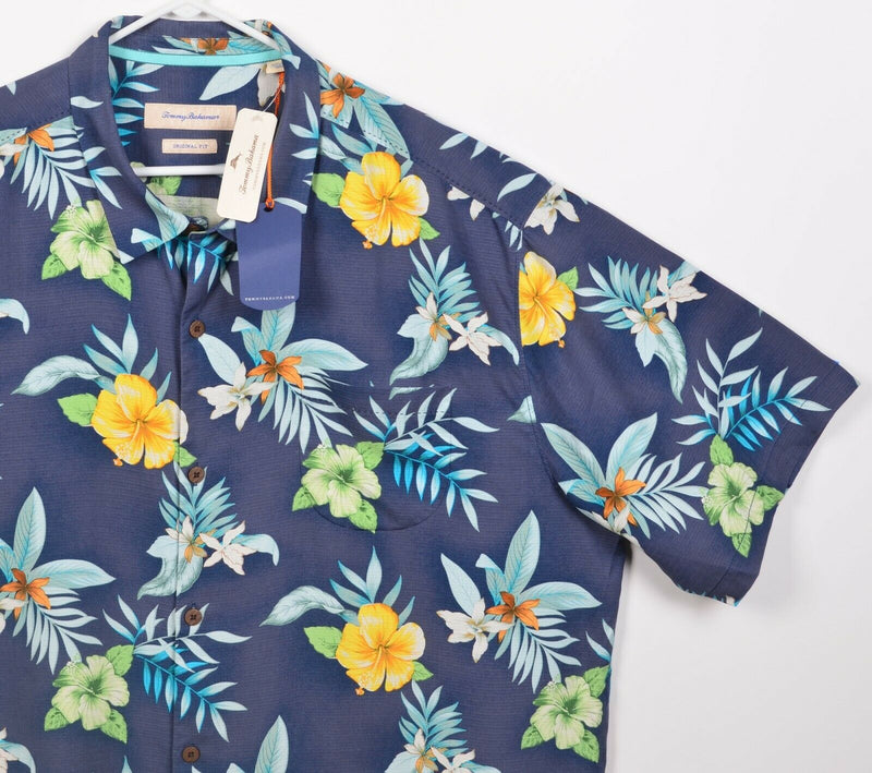 Tommy Bahama Men's 3XL 100% Silk Blue Floral Ethereal Bloom Hawaiian Shirt