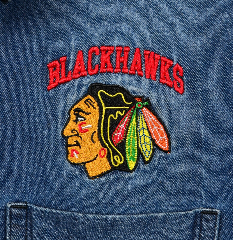 Chicago Blackhawks Men's Medium NHL Denim Embroidered Button-Down Shirt