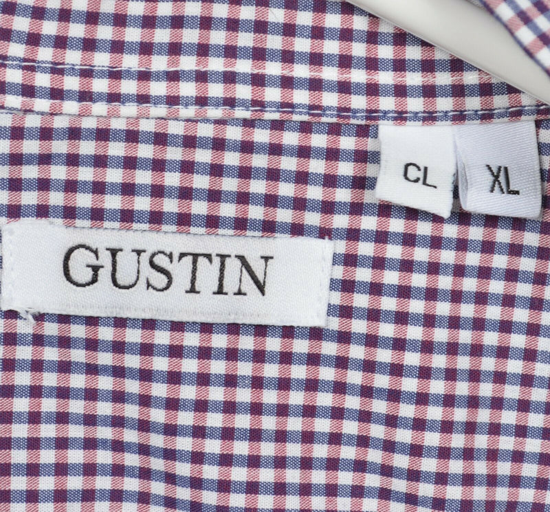 Gustin Men's XL Pink Blue White Check Made in USA Pocket Button-Front Shirt