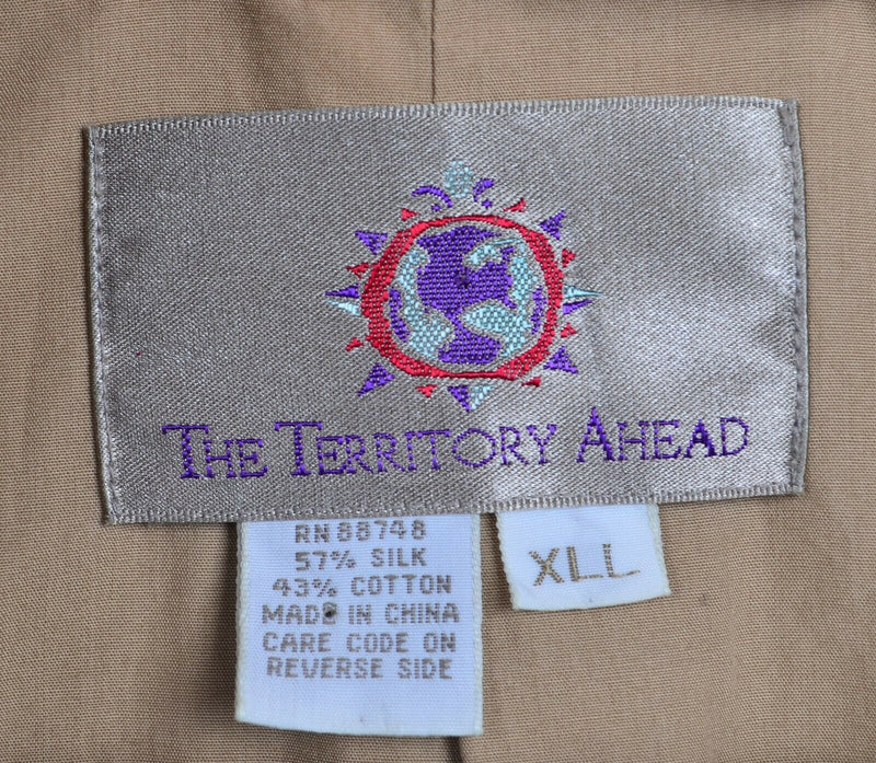 The Territory Ahead Men's XLL (XL Long) Silk Blend Tan Travel Coat Blazer Jacket