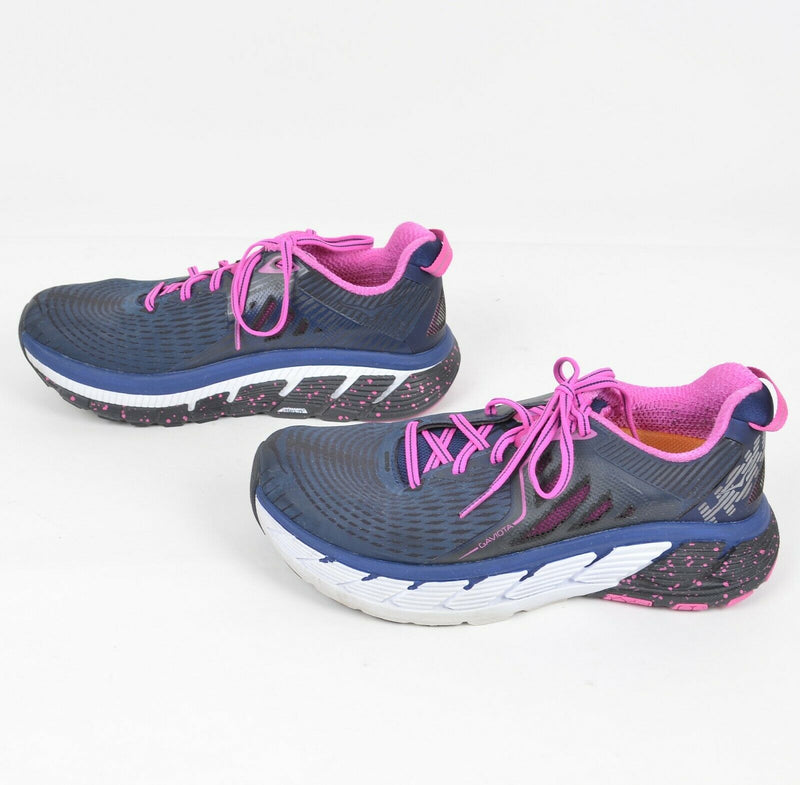 Hoka One One Women's 8.5D Gaviota Wide Navy Blue Pink Lace-Up Running Shoes