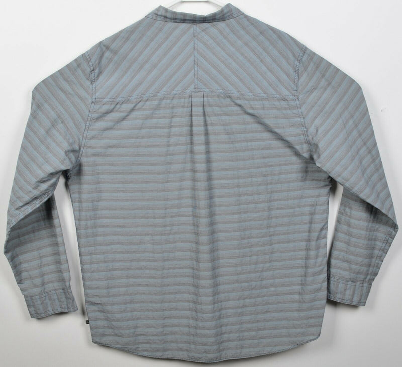Horny Toad & Co Men's 2XL Blue Gray Striped Cotton Poly Blend Button-Front Shirt