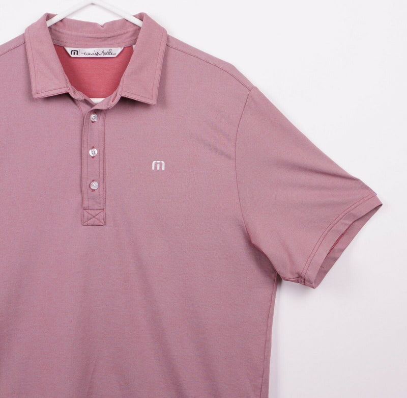 Travis Mathew Men's Large Pink/Red Cotton Poly Blend Performance Golf Polo Shirt