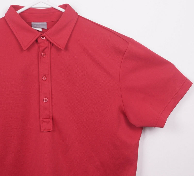 J. Lindeberg Men's Large Red Logo Back Polyester Wicking Golf Polo Shirt