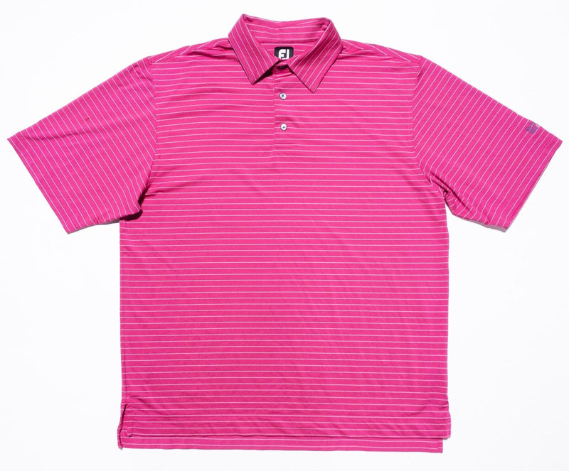 FootJoy Golf Shirt Men's Large Hot Pink Striped Wicking Performance Polo