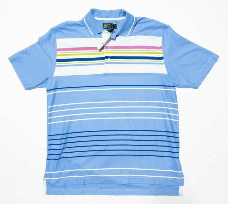 Brooks Brothers St. Andrew's Links Polo Medium Men's Shirt Golf Blue Striped