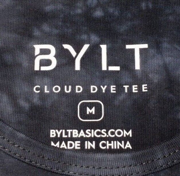 BYLT T-Shirt Medium Men's Cloud Dye Tee Short Sleeve Crew Neck Black Gray
