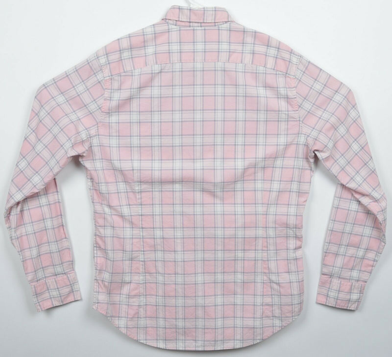 Bonobos Men's Large Tailored Slim Fit Pink White Plaid Check Button-Down Shirt